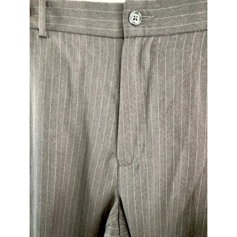 Perry‎ Ellis Pinstripe Trousers Mens 34/30 Charcoal Grey Vintage Straight Leg